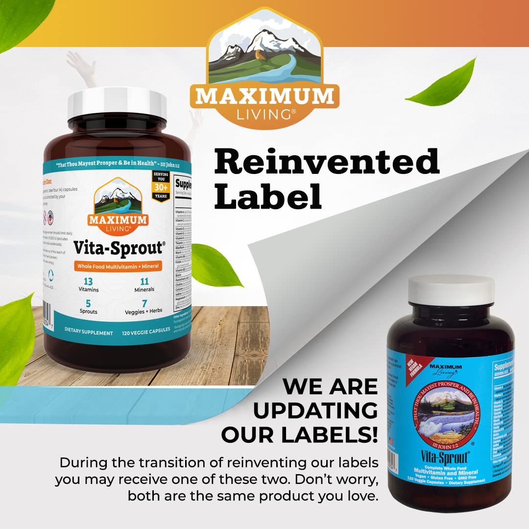 Maximum Living Vita-Sprout ingredient closeup showcasing garlic lutein and DGL licorice