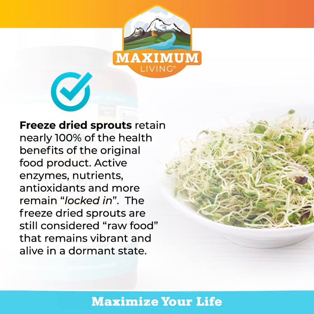 Maximum Living Vita-Sprout organic sprouts image signaling vitamin B12 and phytonutrients