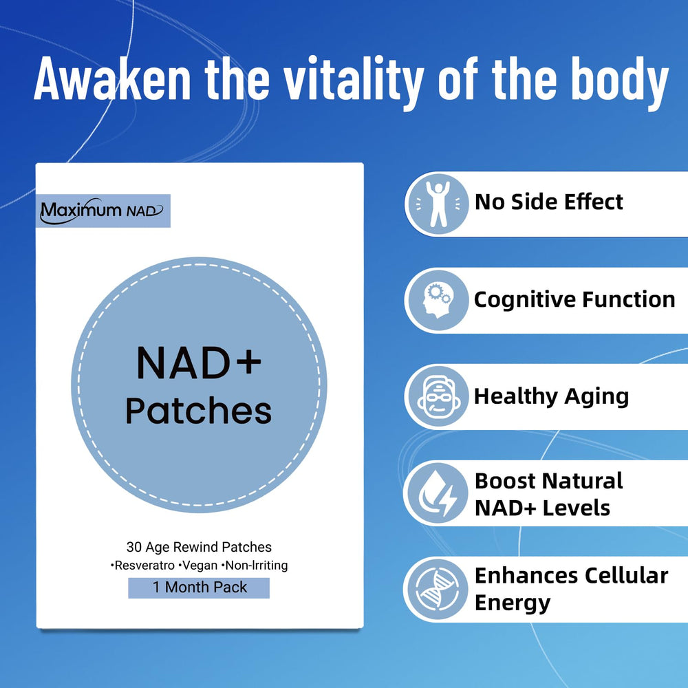 Maximum NAD patch topical delivery highlighting smooth absorption.