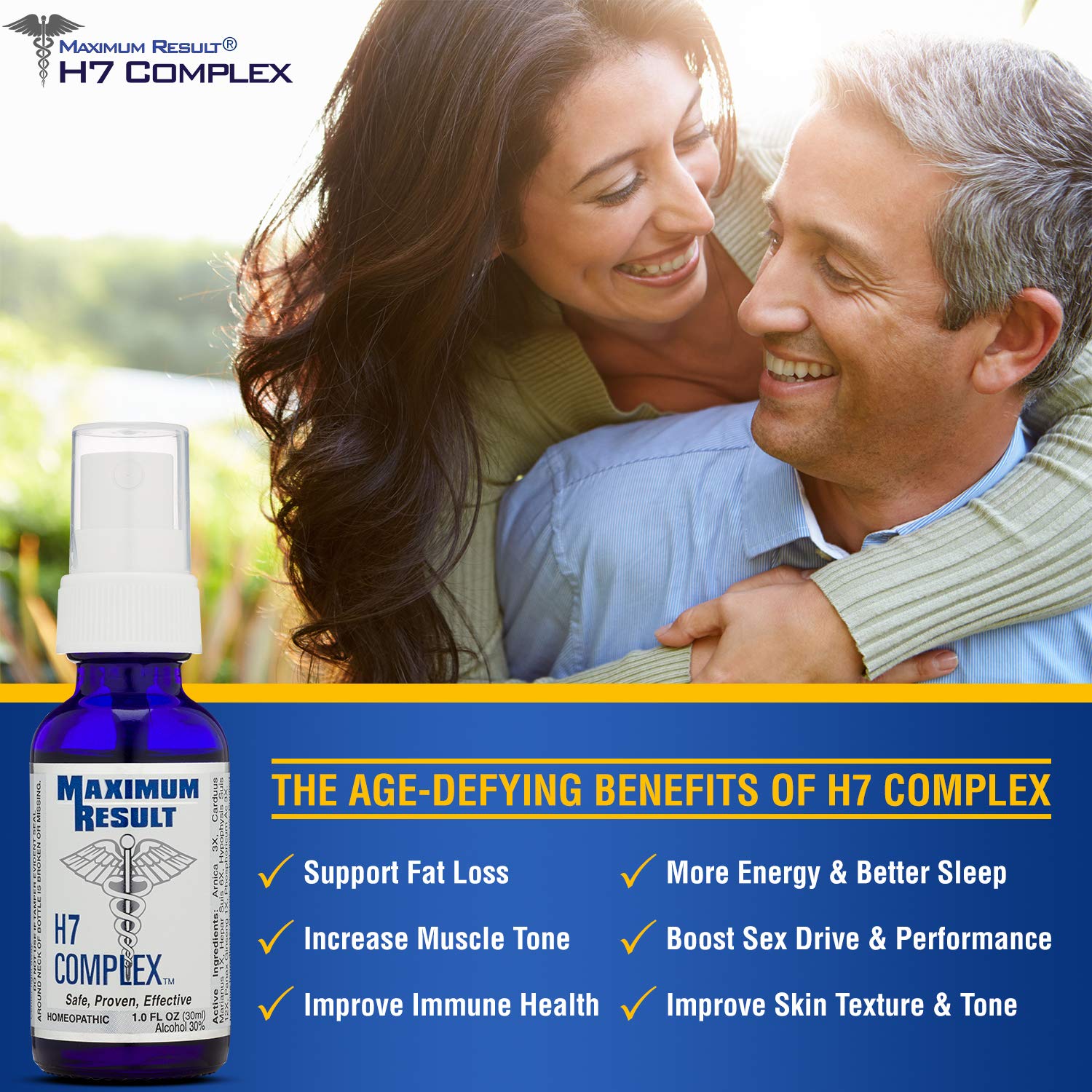 Maximum Result H7 Complex bottle label close-up emphasizing purity and USA manufacturing