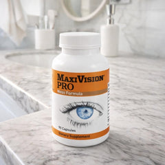 MaxiVision PRO Meso Formula packaging front conveys premium eye nutrition for daytime screen use.
