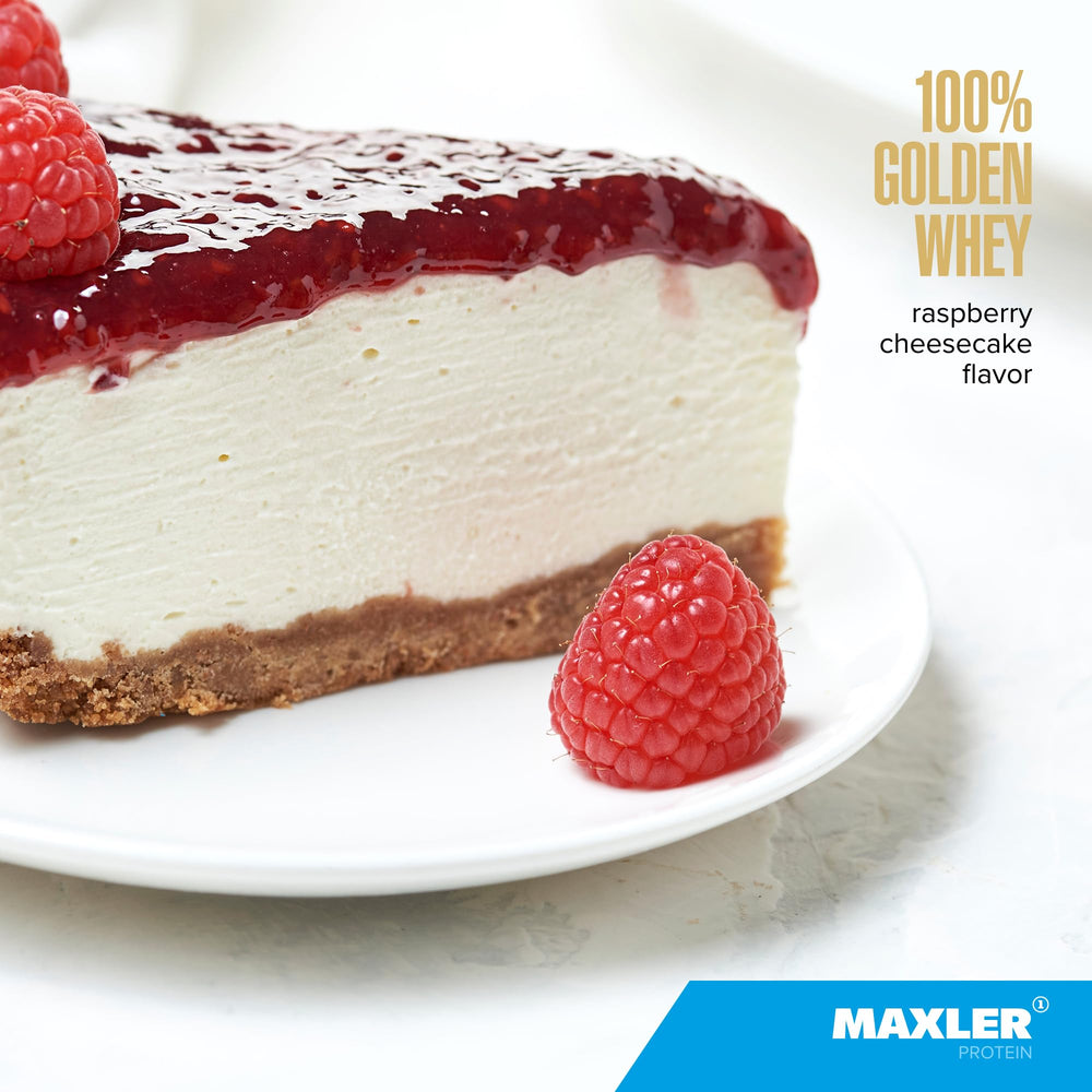 Maxler shake glass with Raspberry Cheesecake whey, smooth flavor and quick protein intake.