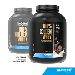 Maxler 100% Golden Whey scoop highlights quick-mixability for easy shakes.