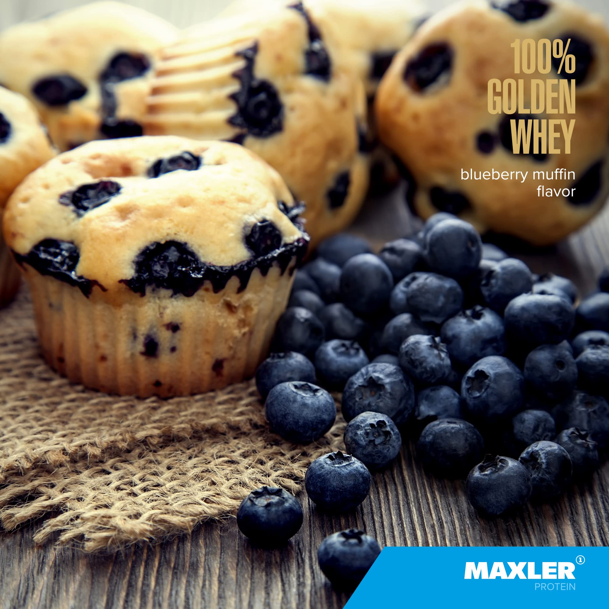 Maxler 100% Golden Whey blueberry muffin shake in a shaker after training