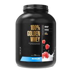 Maxler 100% Golden Whey bottle showing protein blend for workouts.