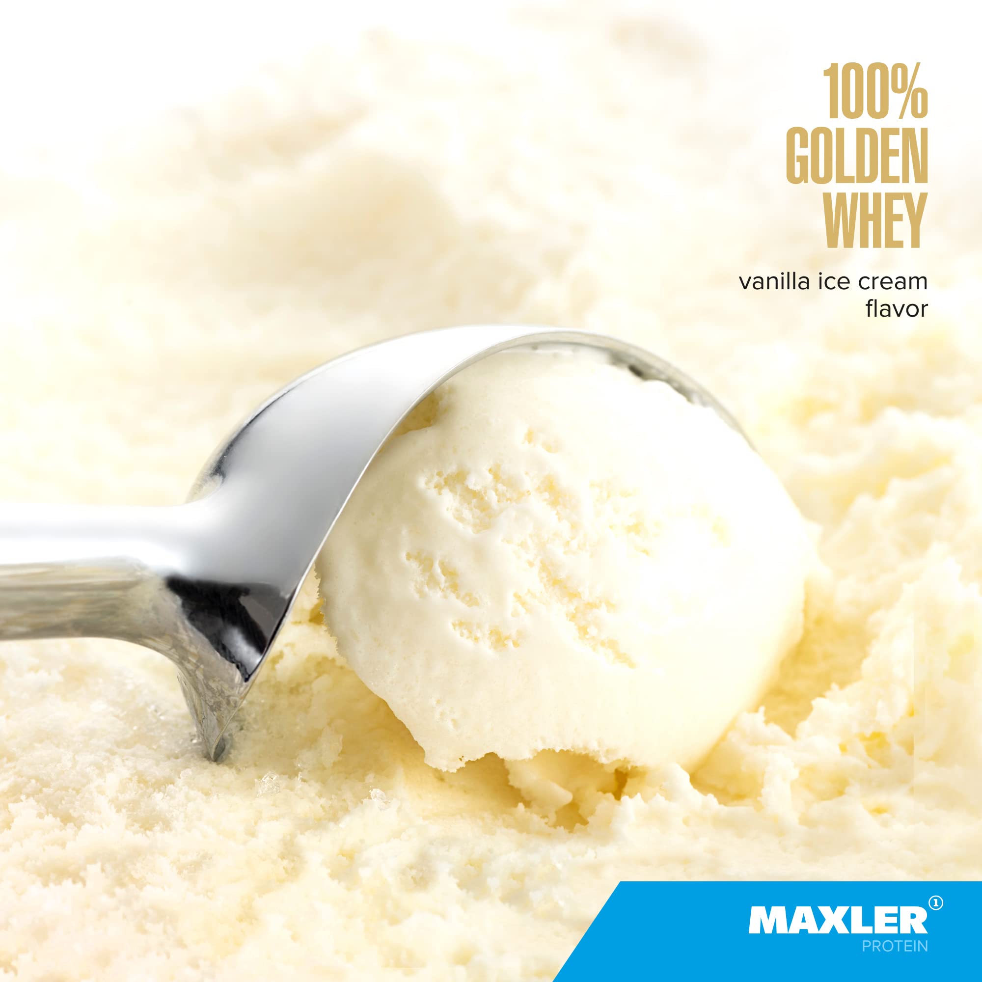 Maxler 100% Golden Whey shake glass showcasing smooth mix.