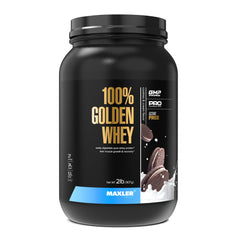 Maxler 100% Golden Whey bottle pouring for a quick post-workout shake