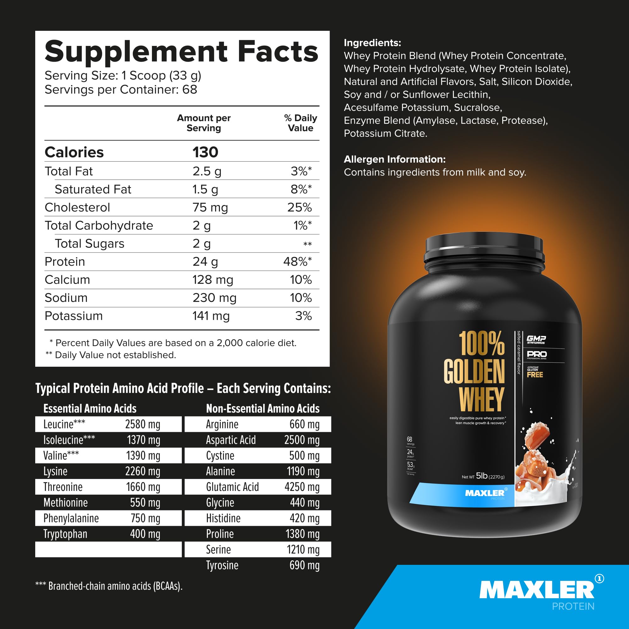 Maxler Golden Whey dissolves easily in milk for a smooth shake