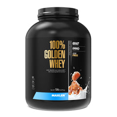 Maxler Golden Whey salted caramel tub front view for strength support