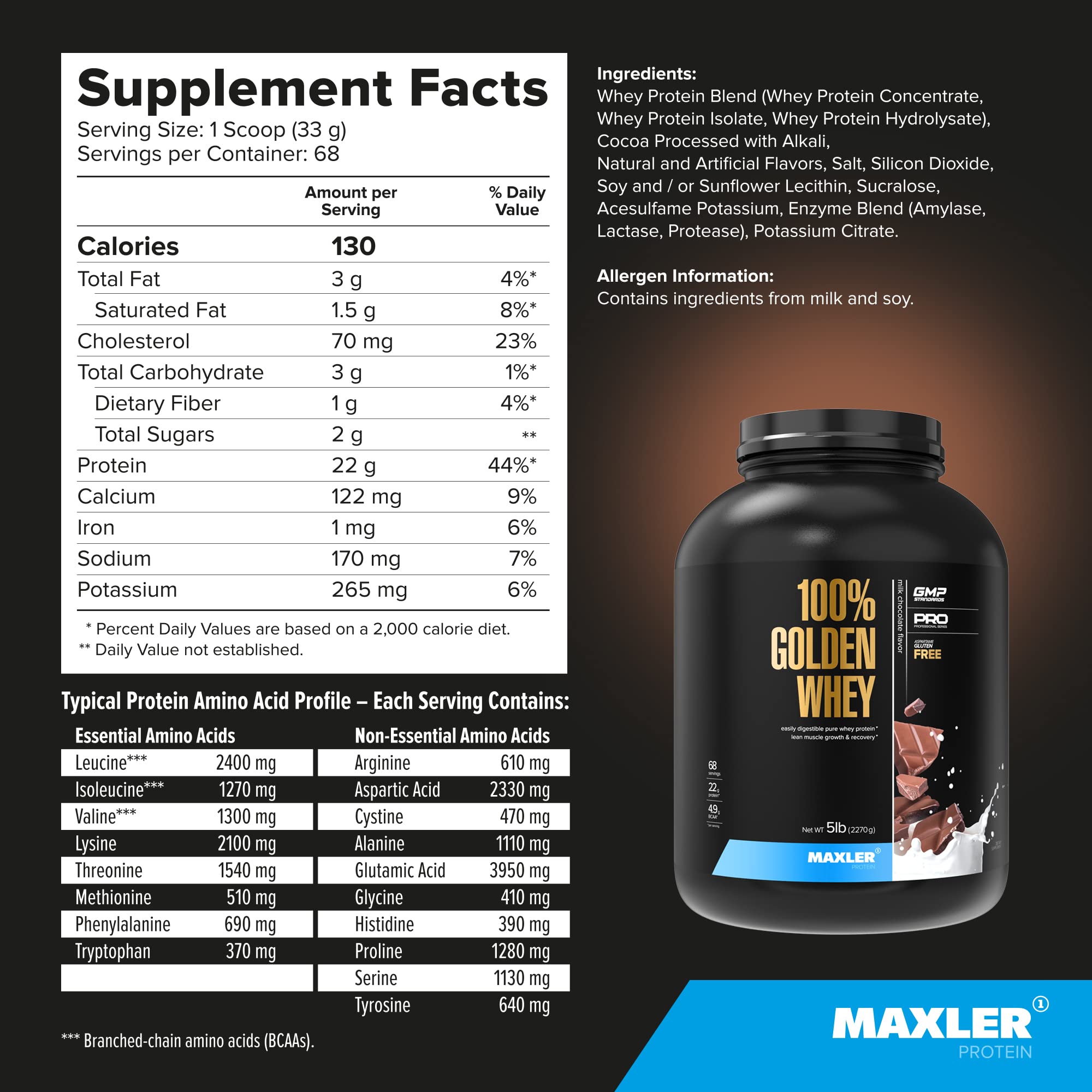 Maxler USA-made GMP certified production sign with packaging.