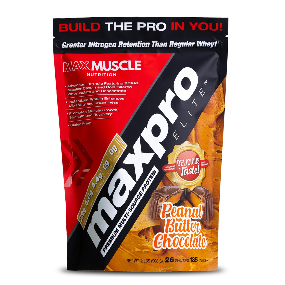Max Muscle Maxpro Elite PB Chocolate powder for post-workout fueling
