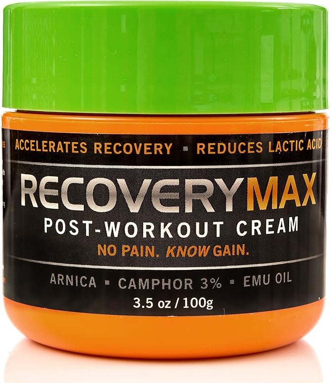 MaxRelief RecoveryMax cream tube ready for post-workout relief.