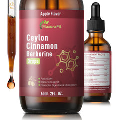 MaxuraFit bottle pour of Ceylon cinnamon berberine liquid for easy daily servings