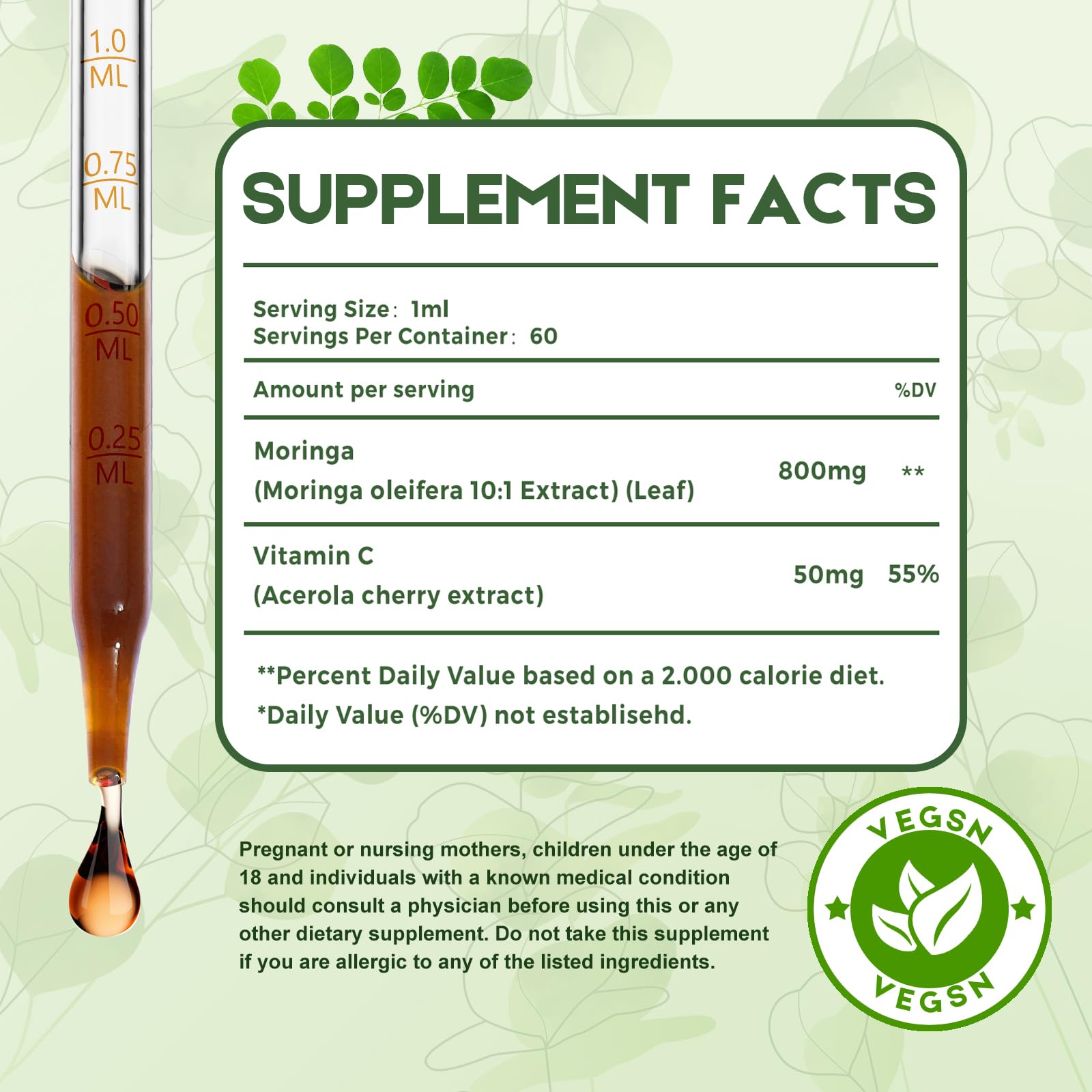 MaxuraFit Moringa Drops dropper in use for easy daily dosing.