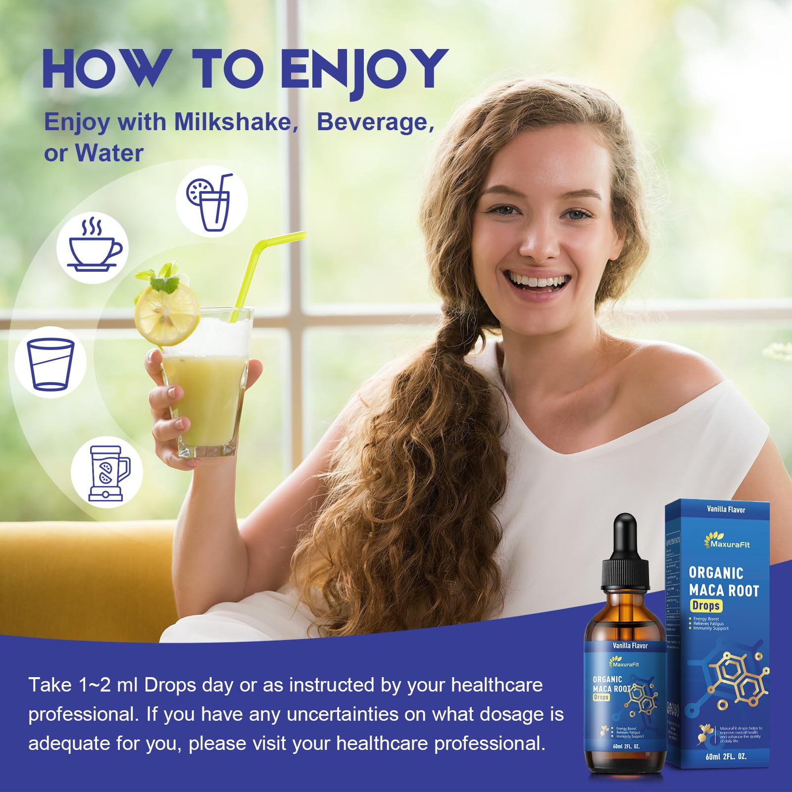 MaxuraFit 2oz bottle ready for on-the-go vitality routines.