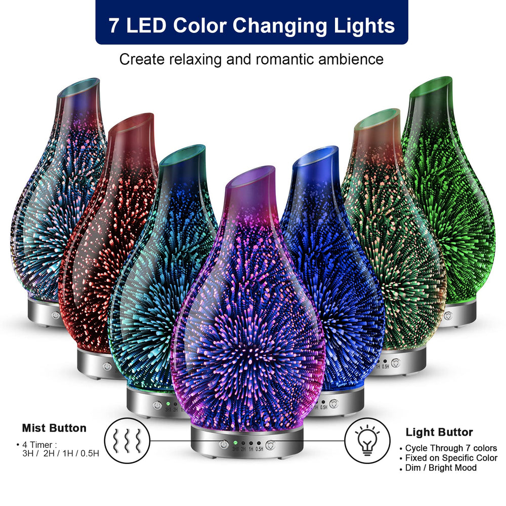 MAXWINER 3D glass diffuser with LED colors for mood lighting.