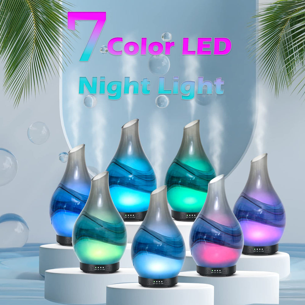 MAXWINER diffuser with seven-color lights creates mood lighting for relaxation or focus.