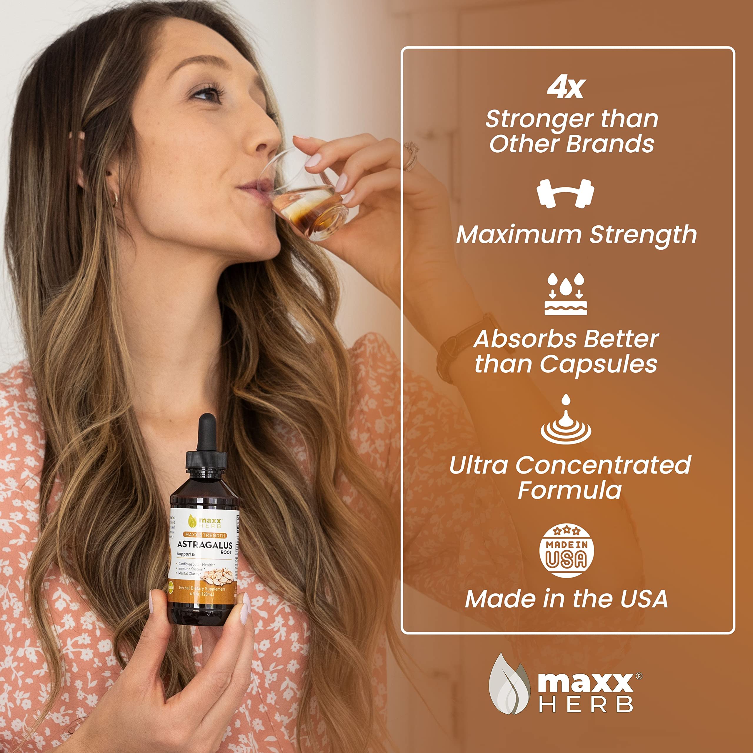 Maxx Herb Astragalus tincture pour shows quick-dissolving drops for daily use