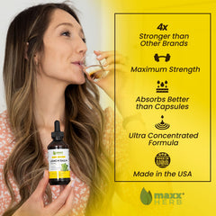 Maxx Herb Lemon Balm tincture dropper ready for quick relaxation.