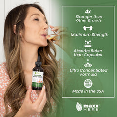 Maxx Herb PAU D'Arco tincture being poured for quick absorption.