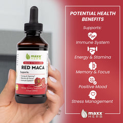 Maxx Herb Red Maca dropper pours a precise 2 mL dose
