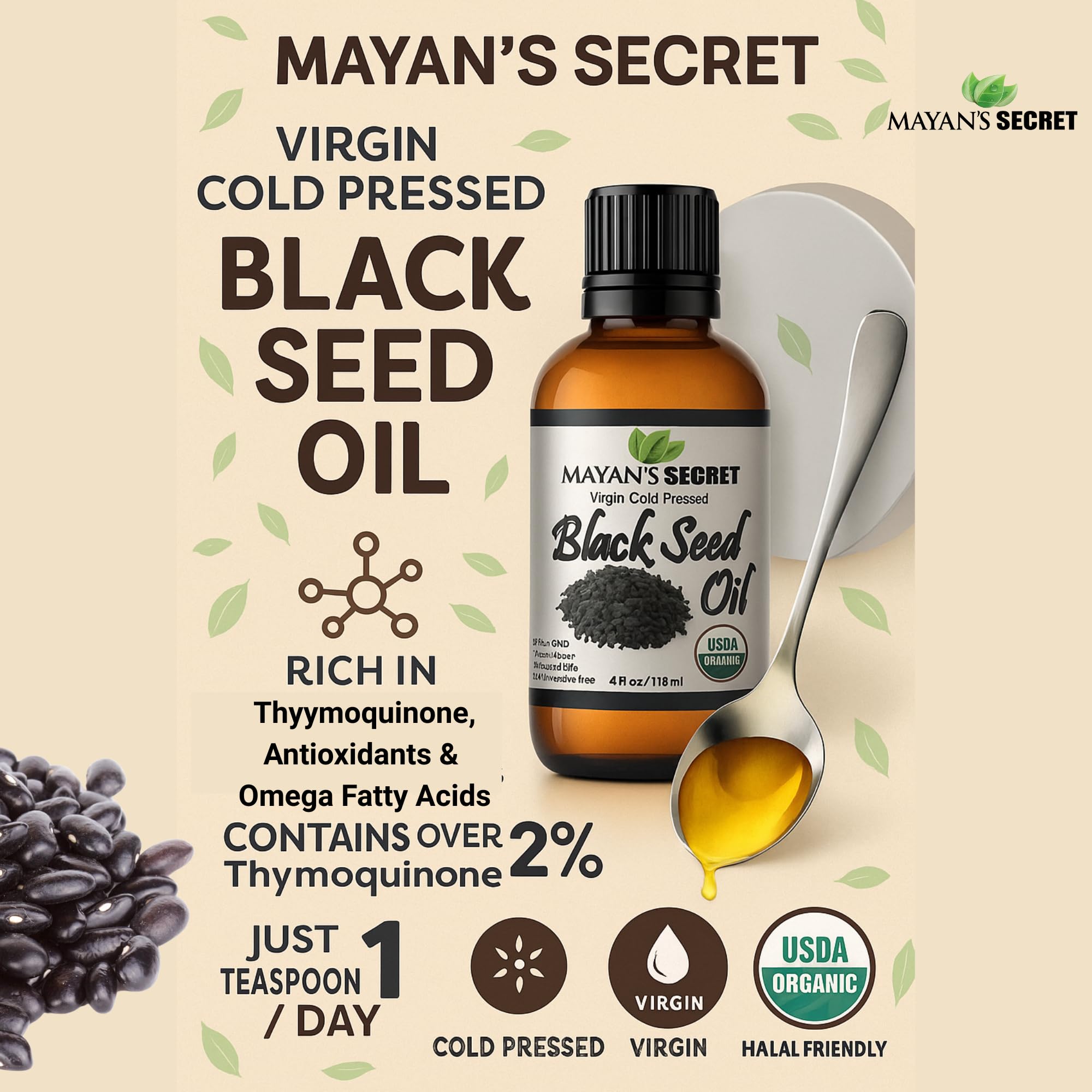 Mayan's Secret oil being poured for easy, mess-free daily skincare