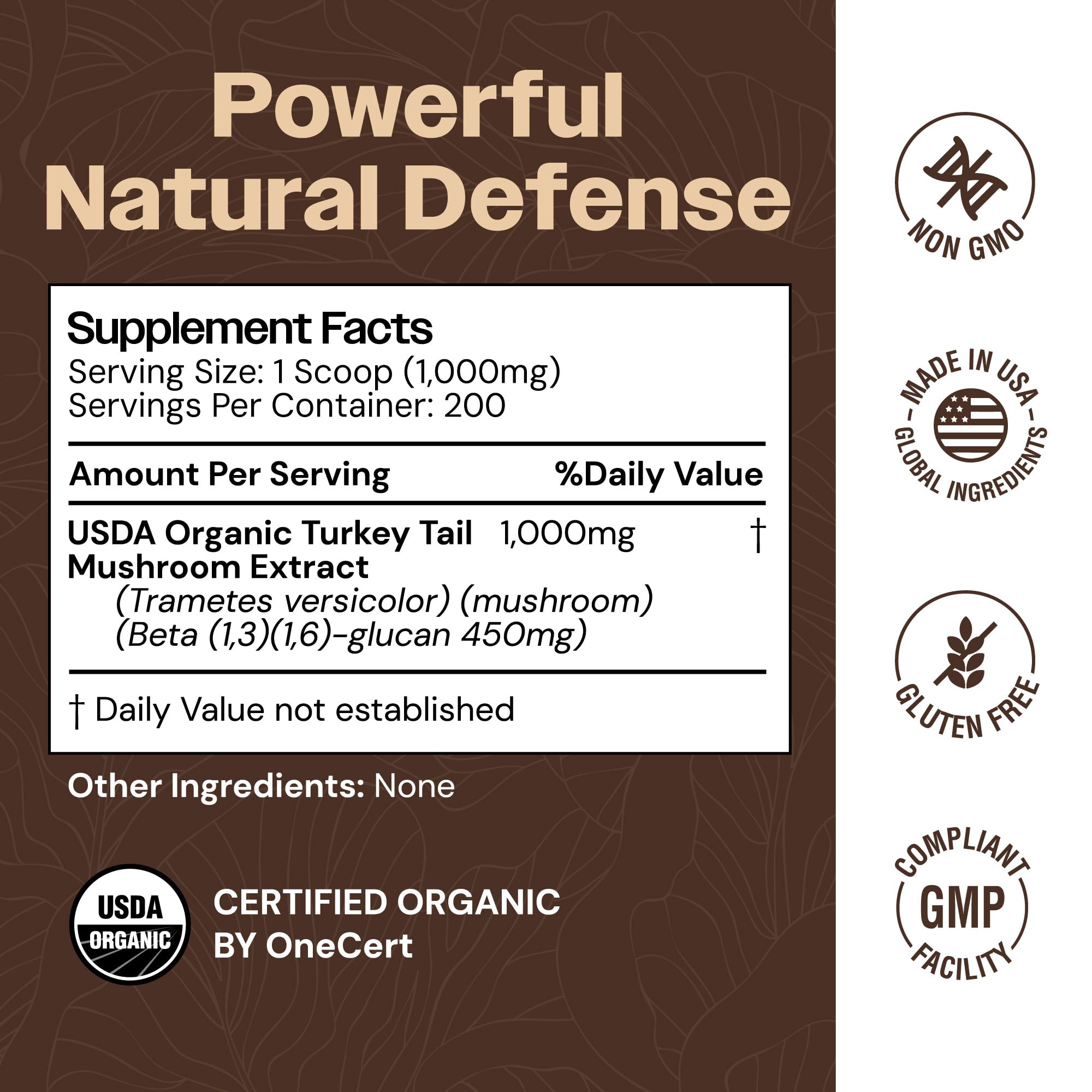Close-up of Mayfair Naturals Turkey Tail Powder texture highlighting pure fruiting body extract