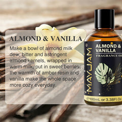 MAYJAM Almond & Vanilla fragrance oil with dropper offers precise dosing.