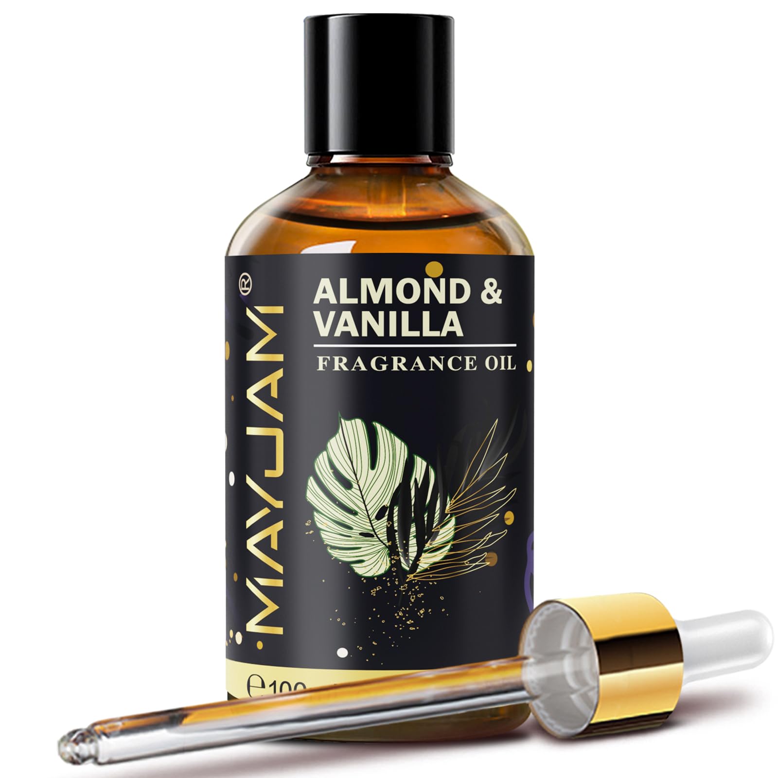 MAYJAM Almond & Vanilla fragrance oil bottle for long-lasting home scent.