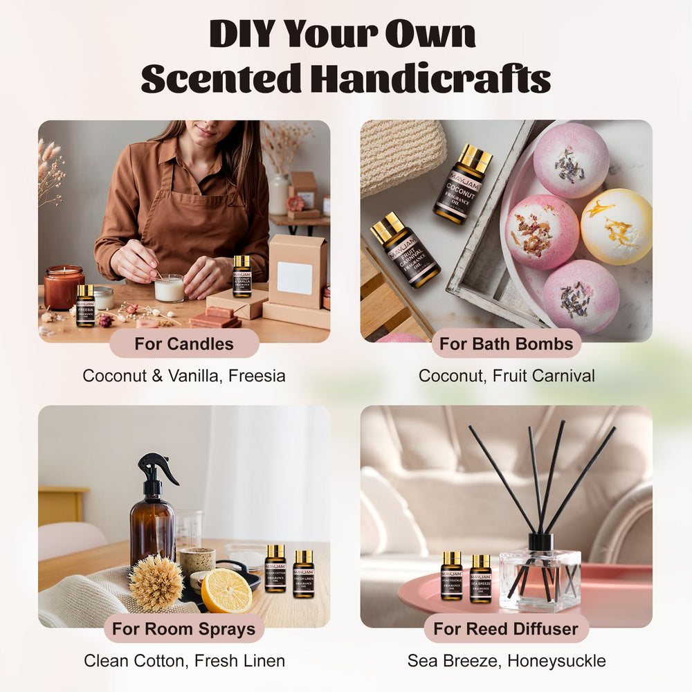 MAYJAM aroma oil variety pack, easy scent exploration.