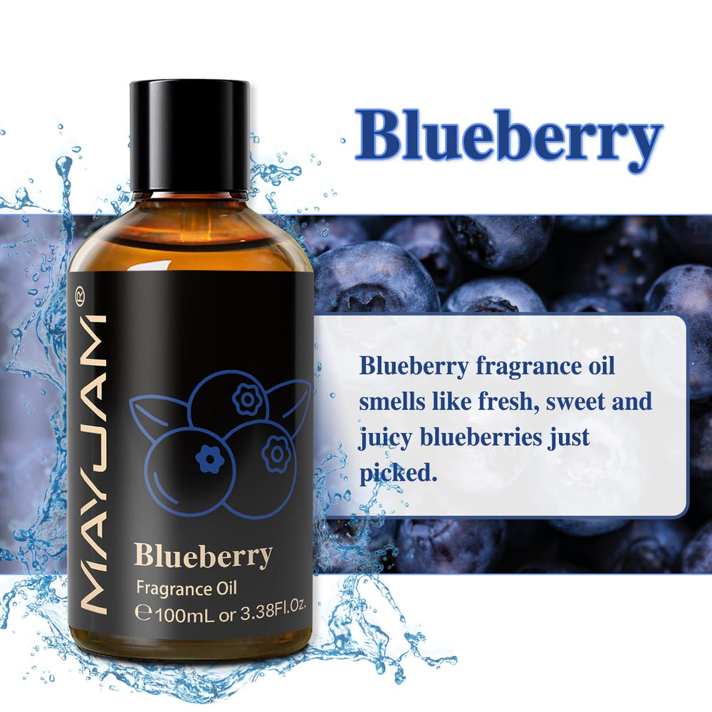 MAYJAM Blueberry fragrance oil packaging shown for gifting