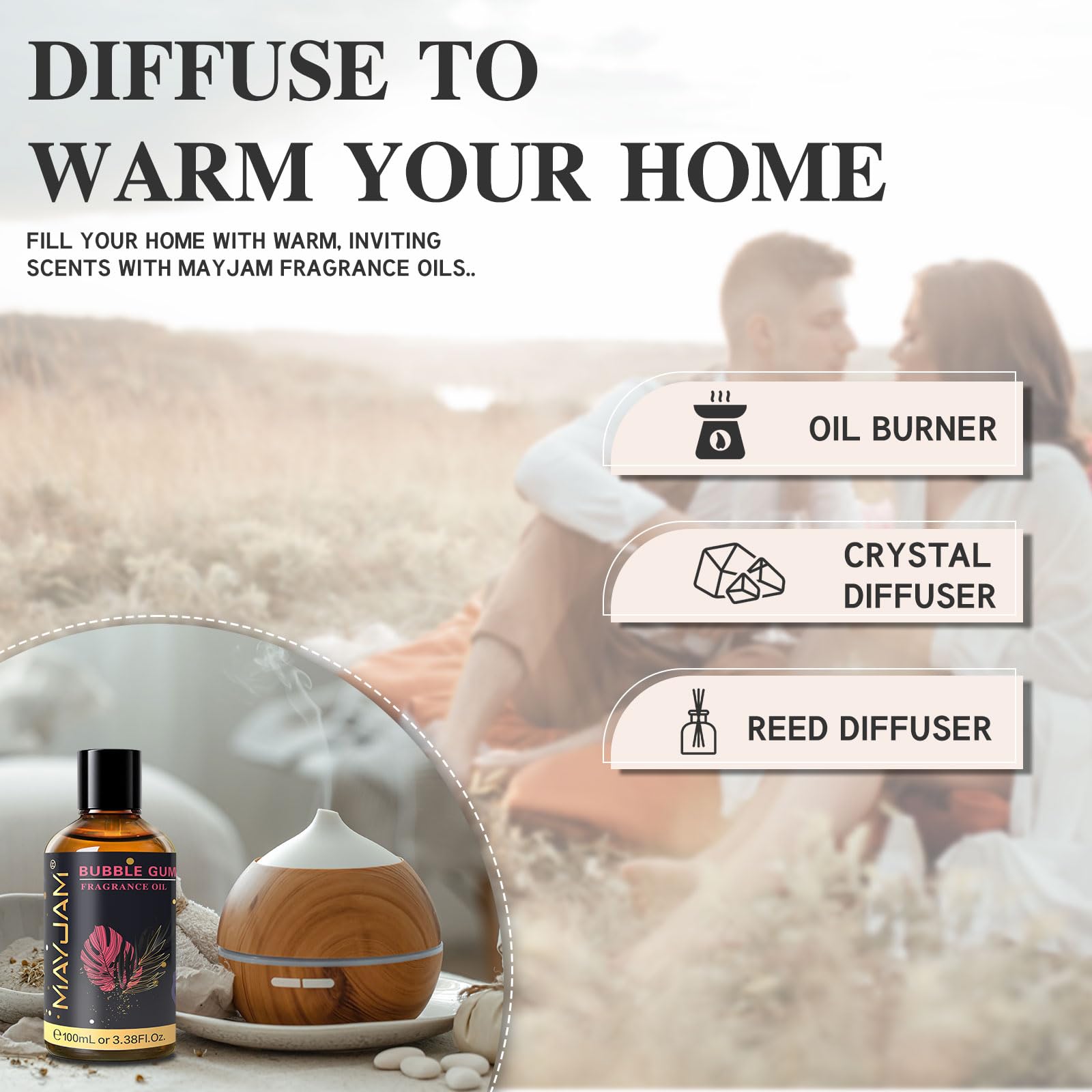 MAYJAM Bubble Gum fragrance oil used in candles for a cozy aroma.