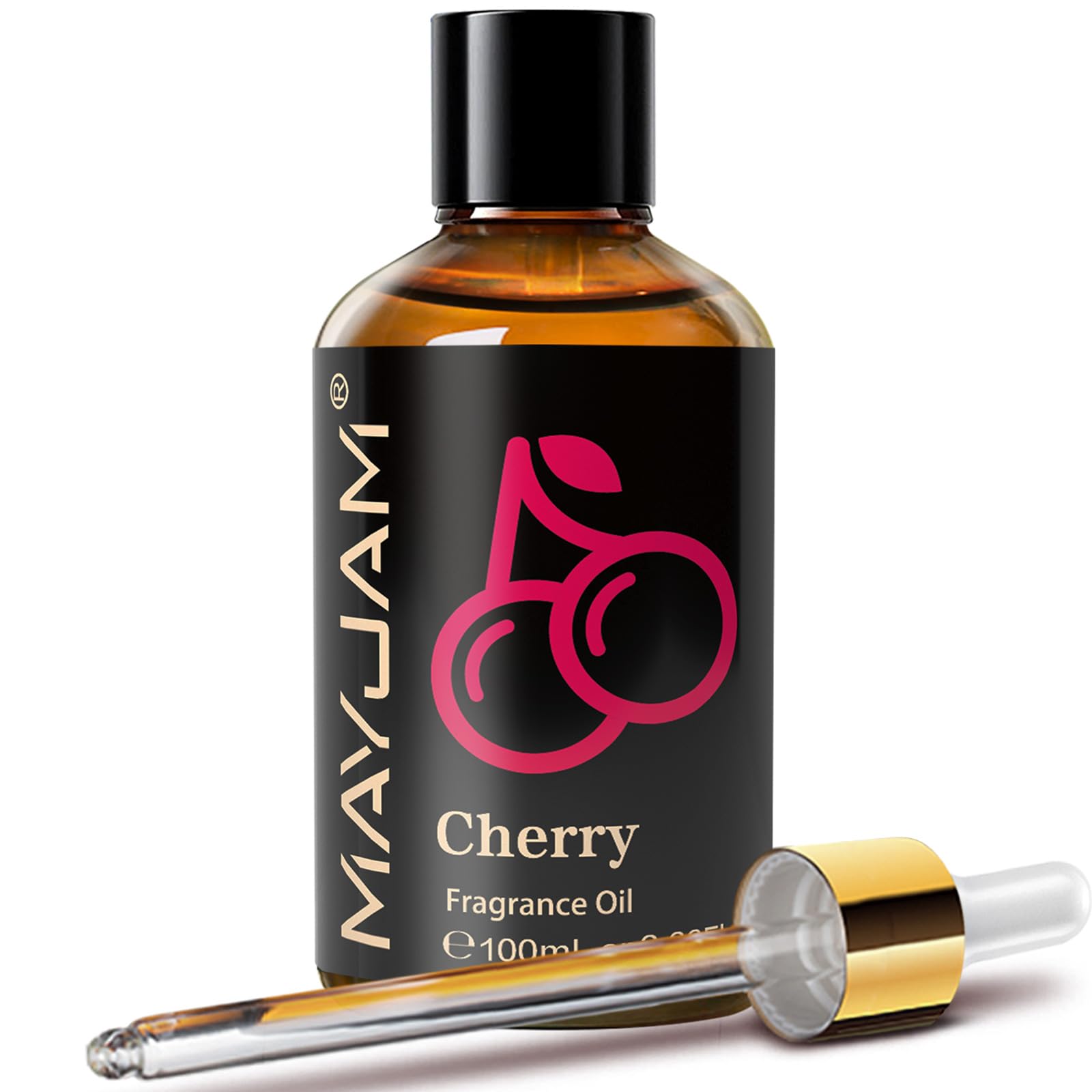 MAYJAM cherry fragrance oil in amber bottle for long-lasting scent