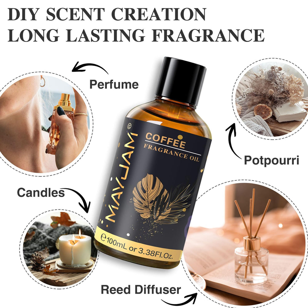 MAYJAM coffee fragrance oil with coffee beans and vanilla scent for DIY soaps.