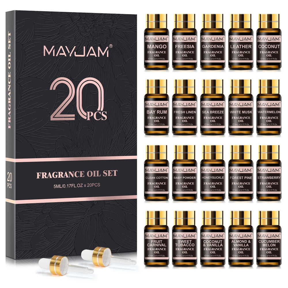 MAYJAM fragrance oil set packaging, gift-ready for home scent enthusiasts.