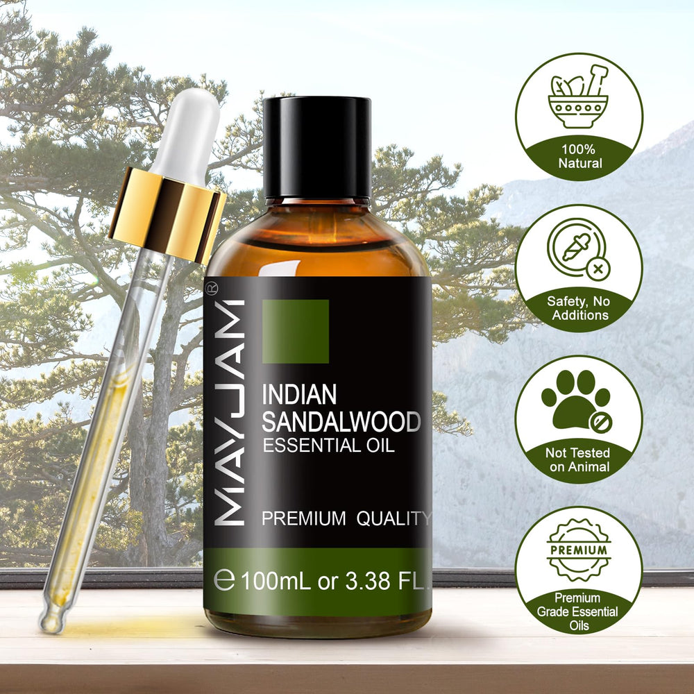 MAYJAM Indian Sandalwood Oil premium packaging suitable for gifting.