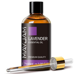 MAYJAM Lavender essential oil bottle for diffusion and aroma enhancement.