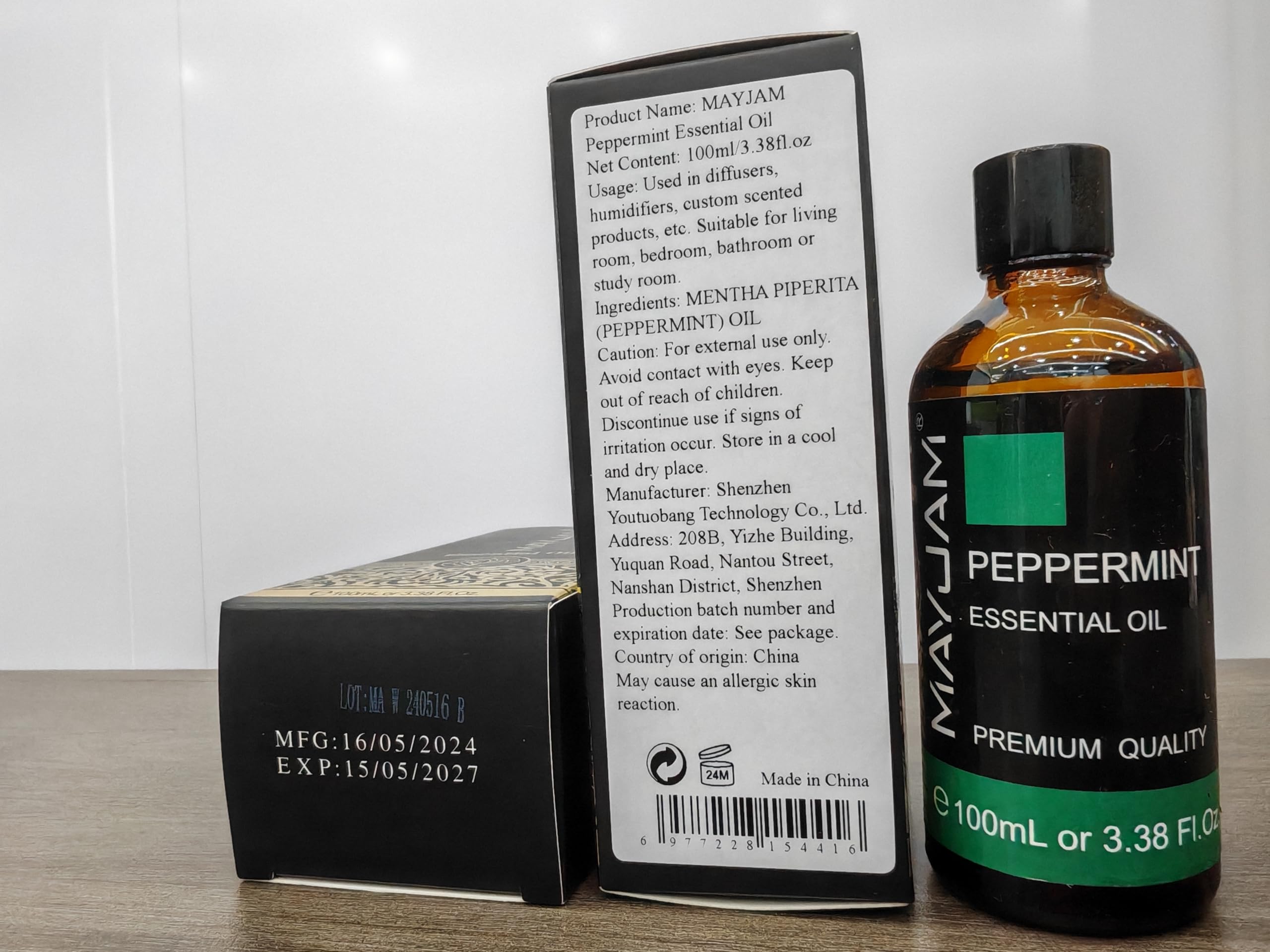 MAYJAM peppermint essential oil packaging keeps fragrance intact.