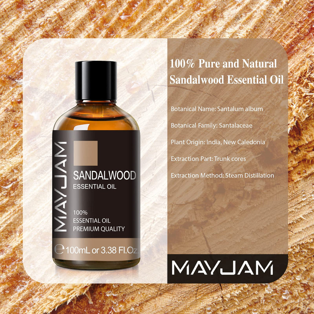 MAYJAM sandalwood oil for candle making, adding a luxurious scent to homemade candles.