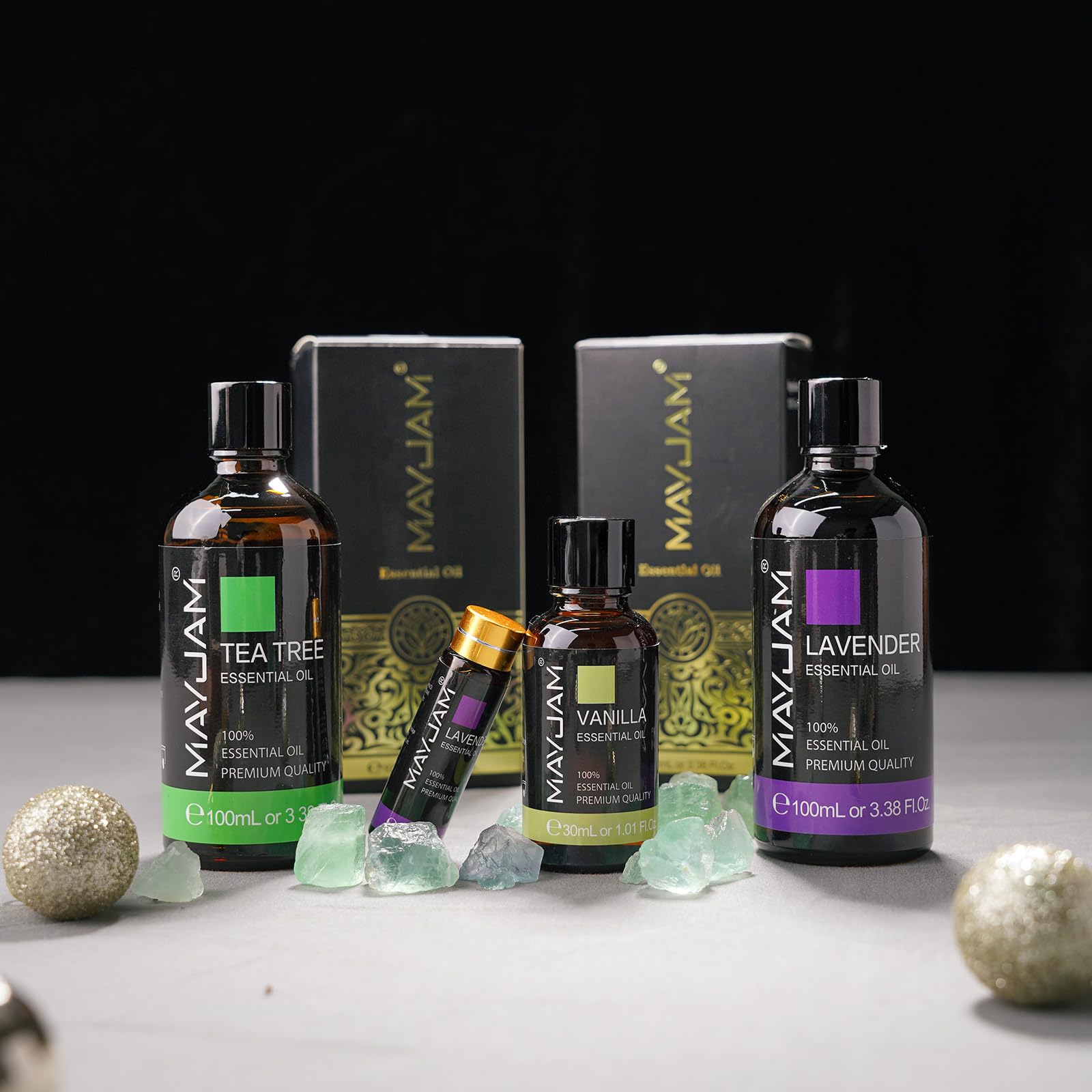 MAYJAM sandalwood oil on craft table for DIY projects