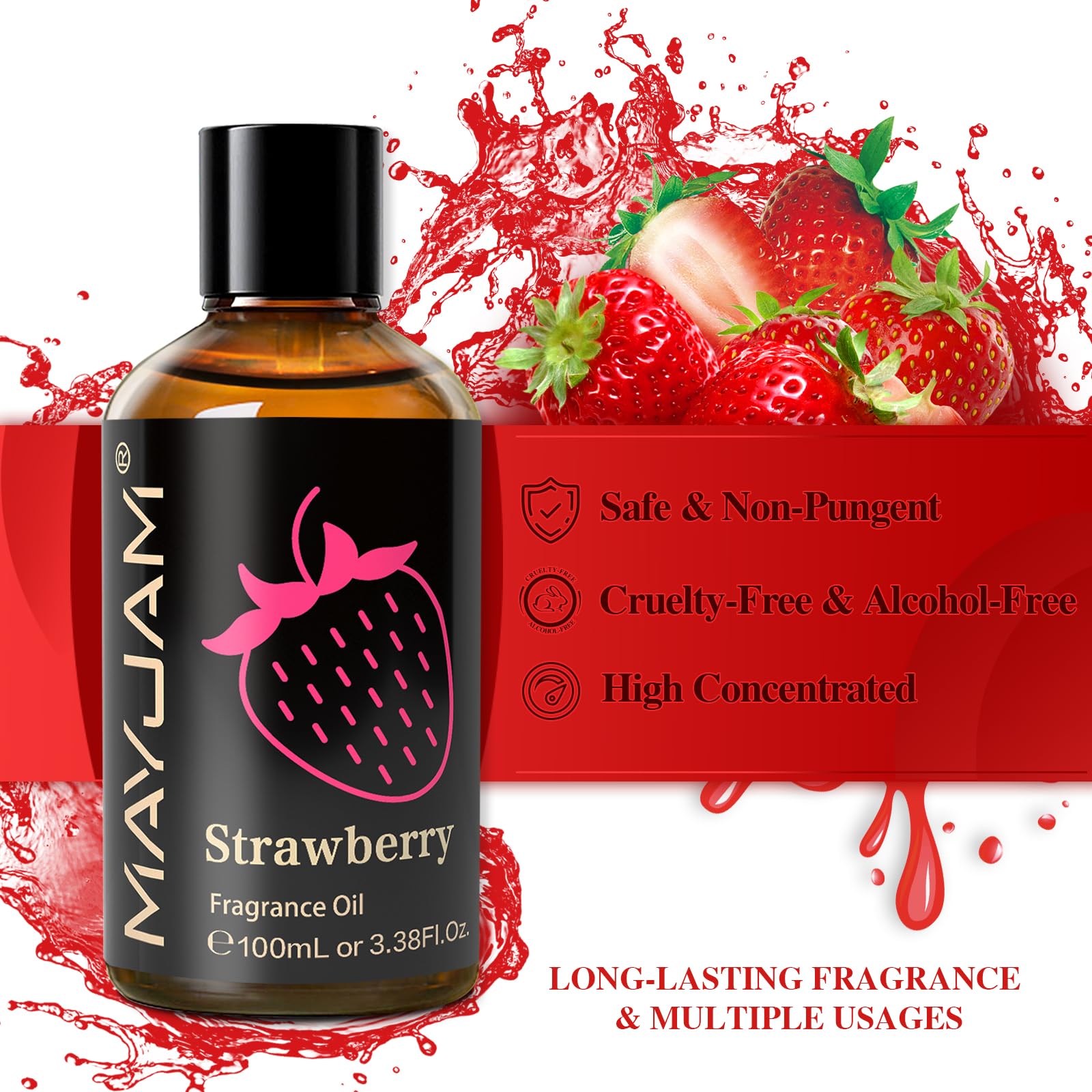 MAYJAM strawberry diffuser oil enhances room ambience with fruity notes