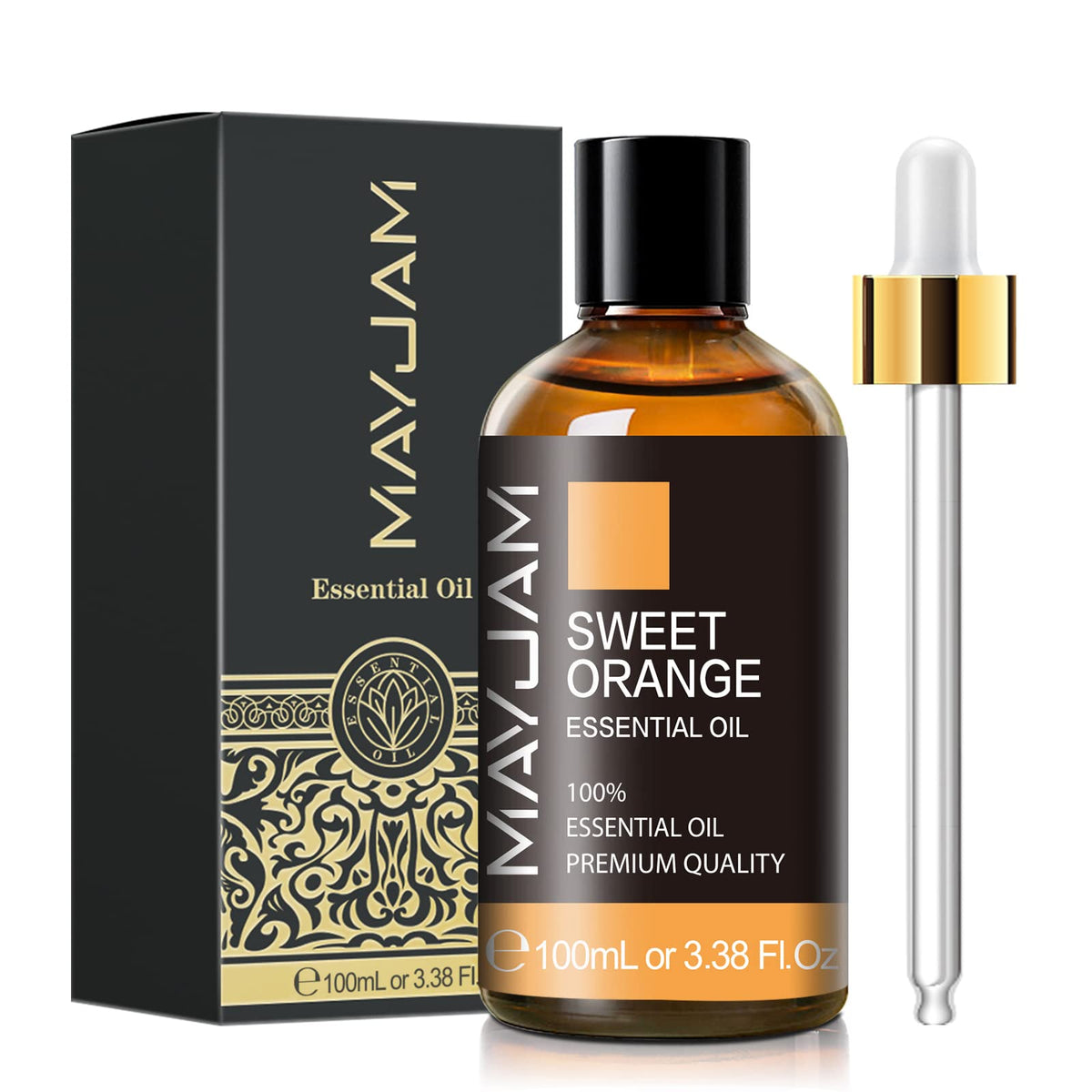 MAYJAM Sweet Orange Oil bottle in amber glass for premium aromatherapy at home
