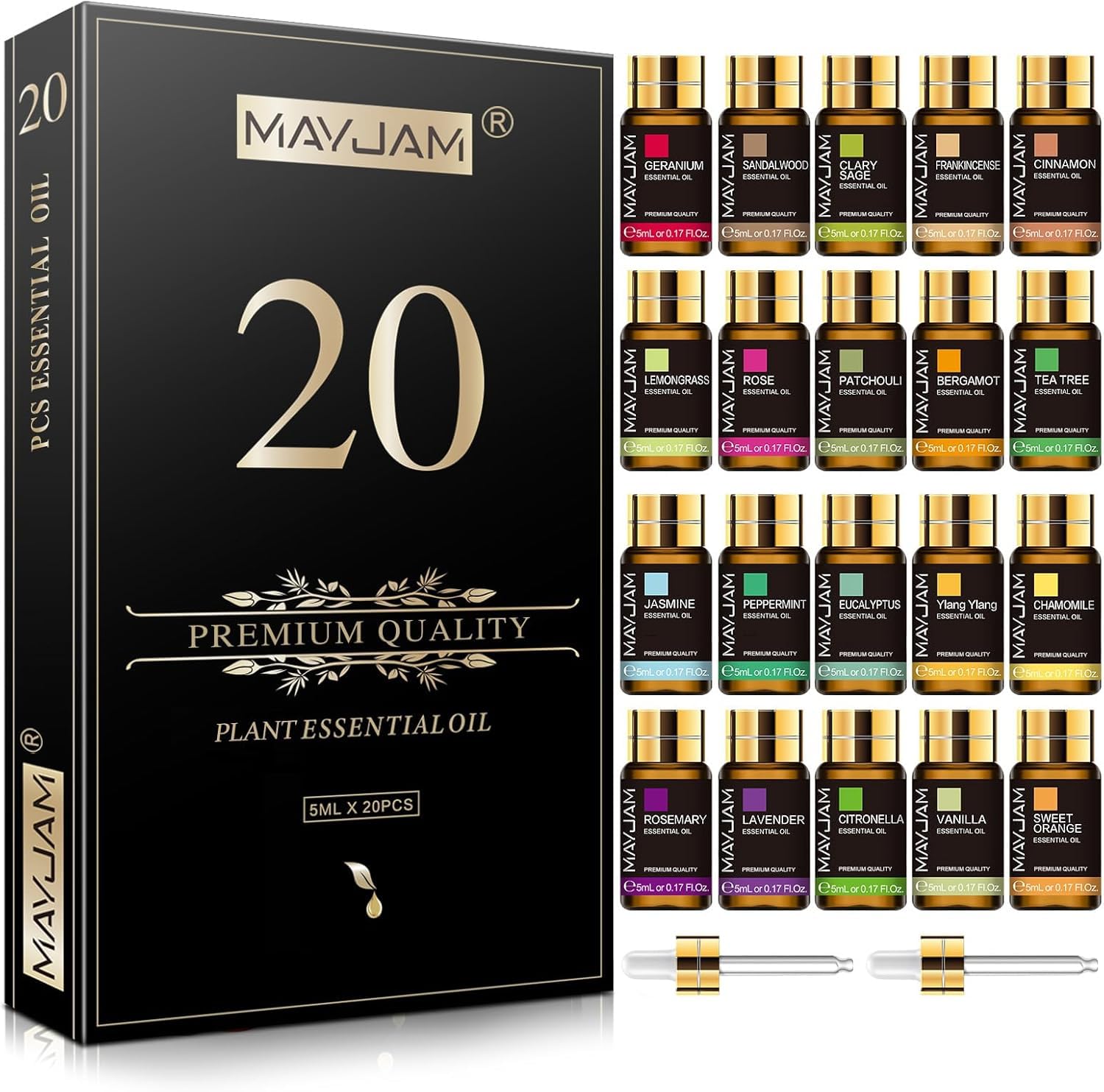 MAYJAM Tea Tree oil set bottles displayed for home diffusion