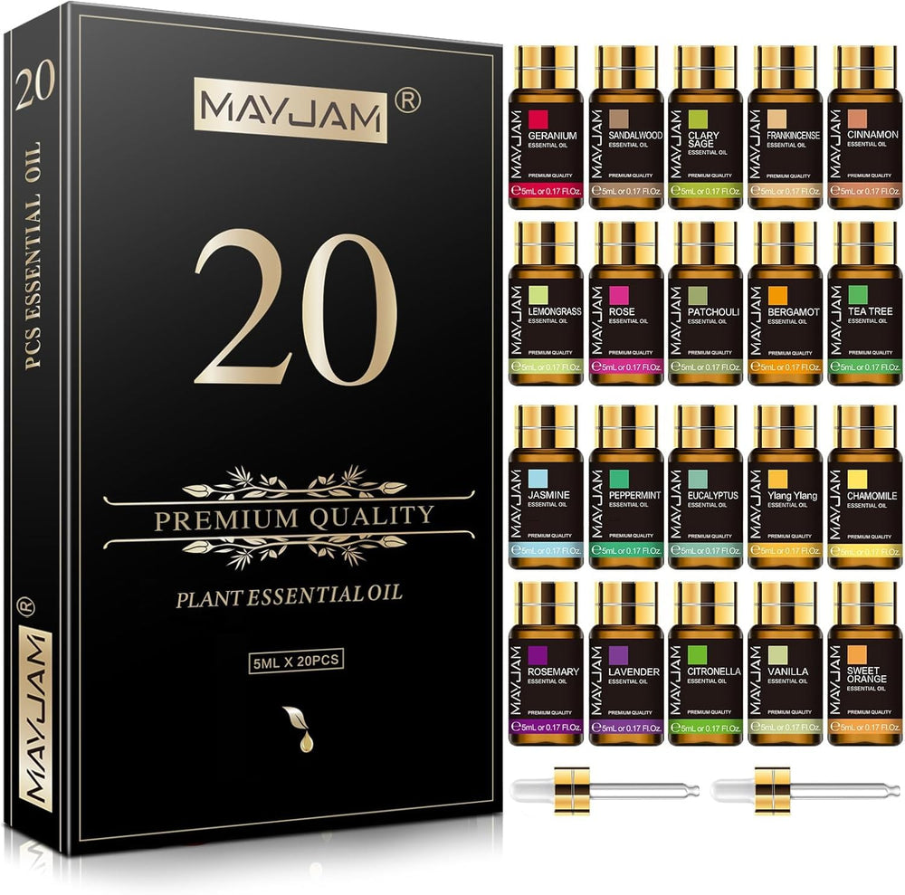 MAYJAM Tea Tree oil set bottles displayed for home diffusion