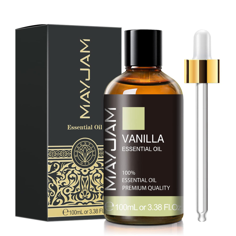 MAYJAM Vanilla essential oil 100ml bottle ideal for precise diffuser drops