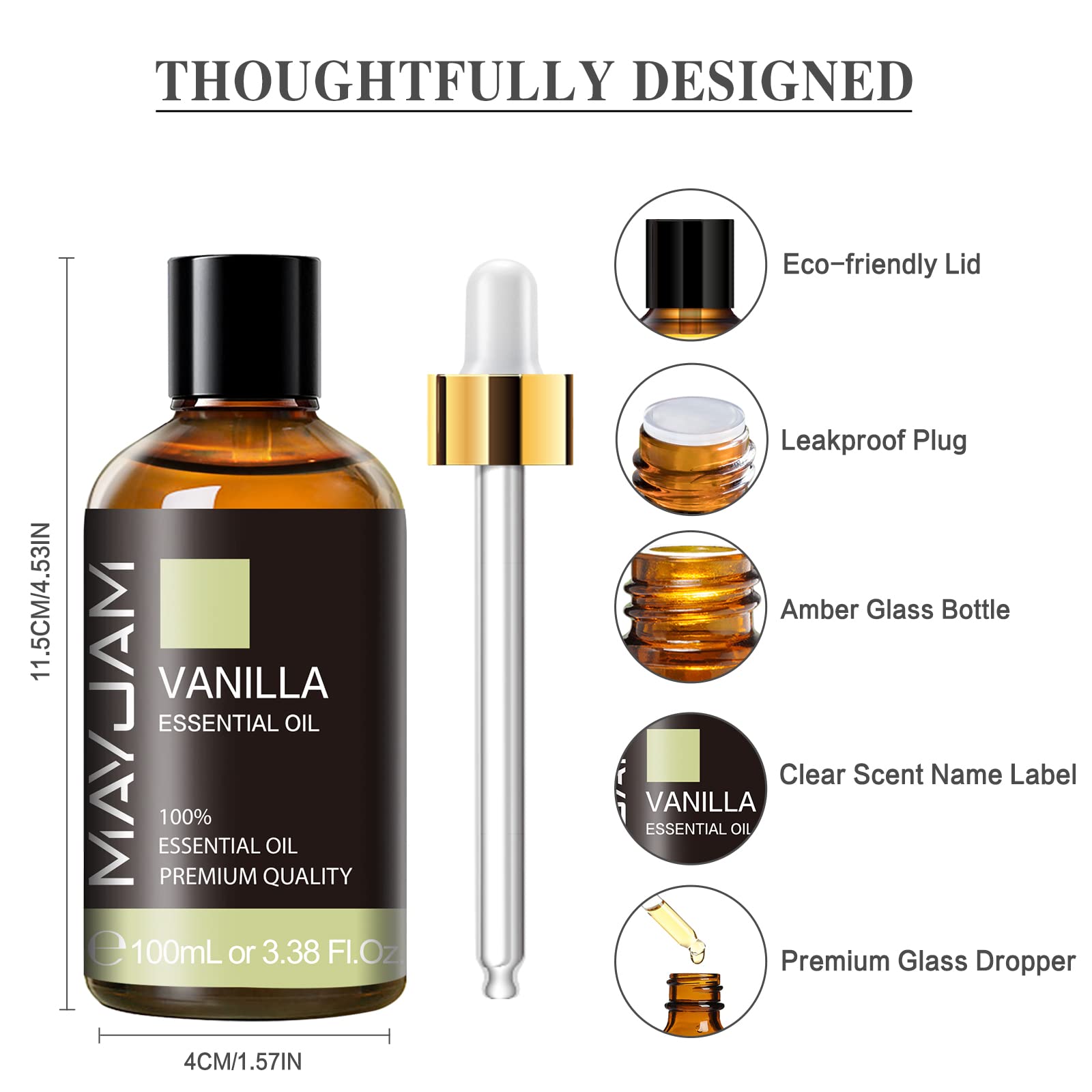 MAYJAM Vanilla oil with glass dropper for precise measuring