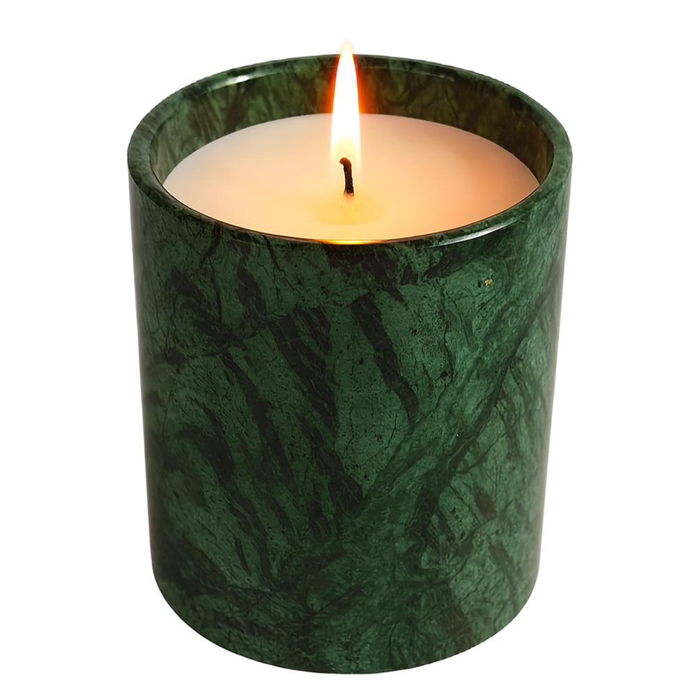 MAYROOM Green Jade Stone candle holder with unique marble patterns for elegant decor