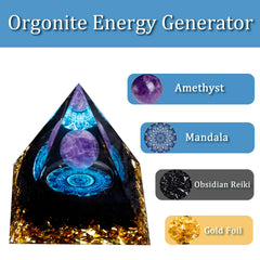 MaziZhang orgone pyramid mandala detail enhances aesthetics and mindful energy in any room.