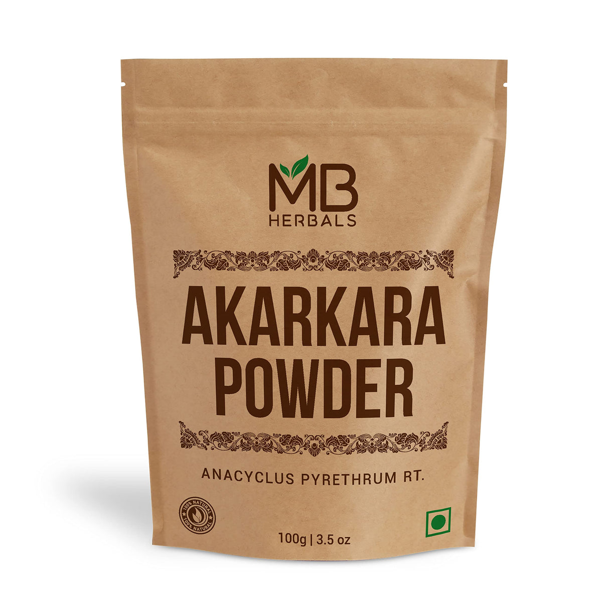 MB Herbals Akarkara root powder bottle ready for traditional hair care blends