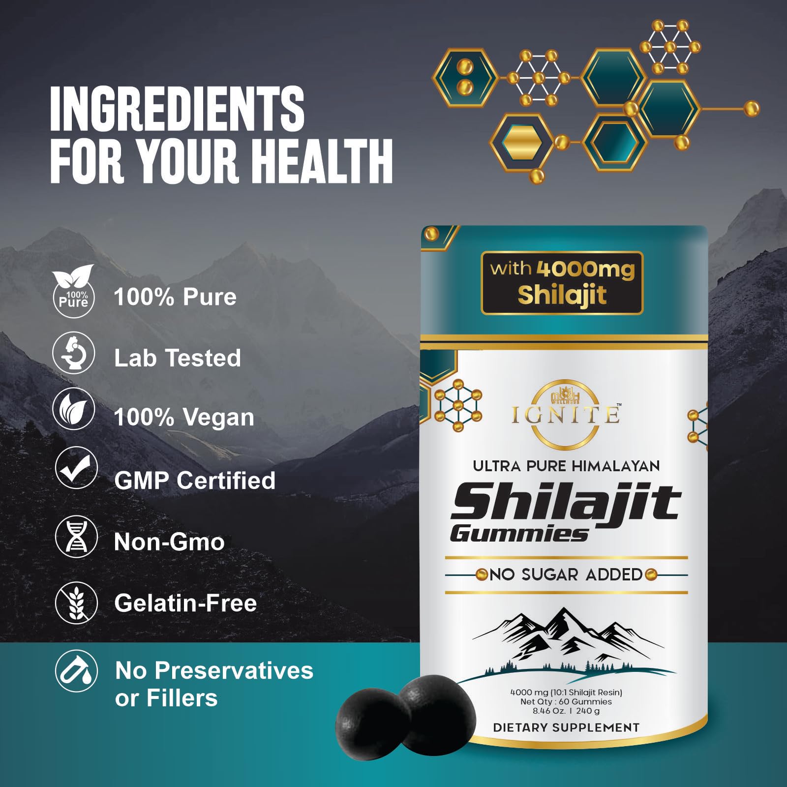 MBDH Wellness Shilajit Gummies travel-friendly individually wrapped design